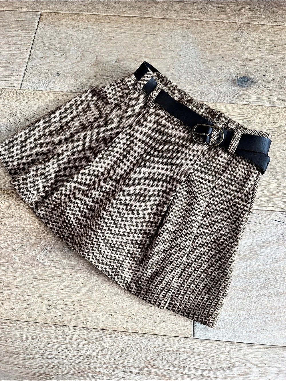 Zara girls Pleated Mini Skort in Brown & Cream Size 9 Like